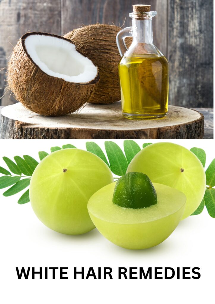 “White hair remedies with amla and curry leaves – Krishnaveni Parlour hair care”
